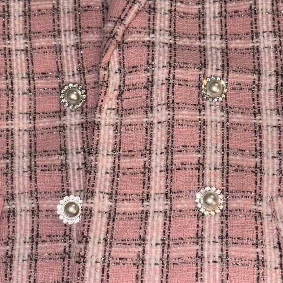 Alice Blue Tweed Pink Plaid Blazer Vest - Picture 3 of 4